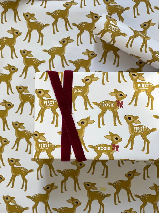 Papier cadeau Bambi de Noël personnalisé