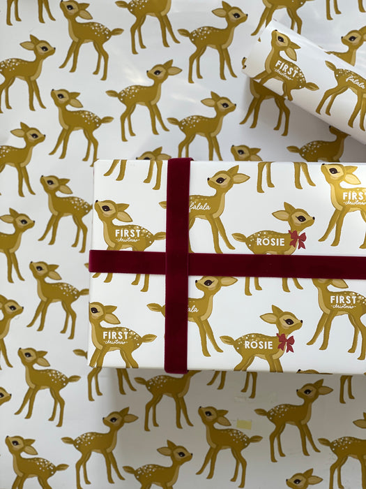 Papier cadeau Bambi de Noël personnalisé