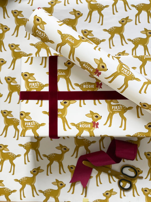 Papier cadeau Bambi de Noël personnalisé