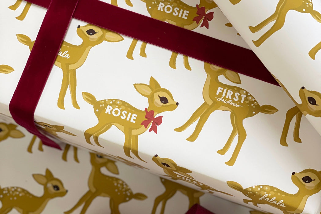 Papier cadeau Bambi de Noël personnalisé