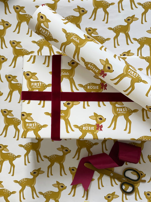 Papier cadeau Bambi de Noël personnalisé