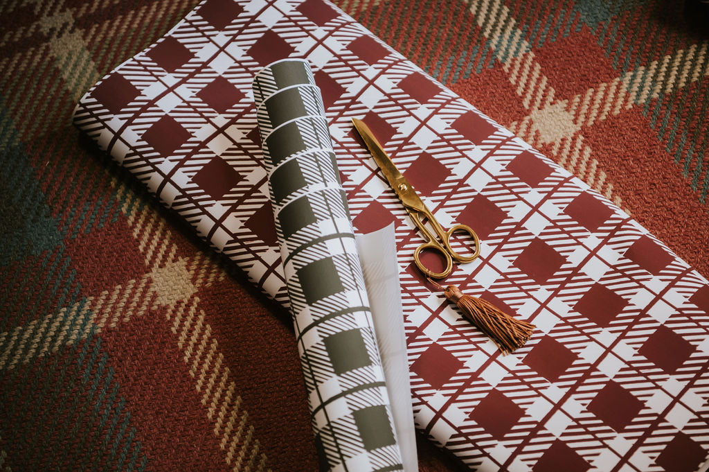 Traditional Farmhouse Check Wrapping Paper Collection