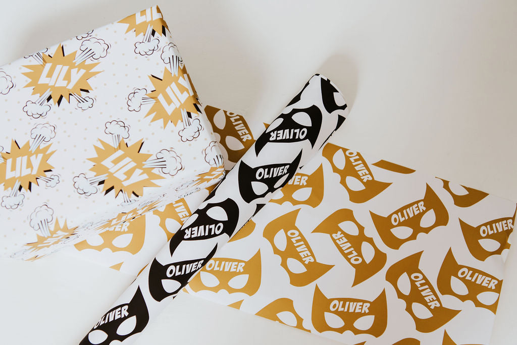 Personalised Super Hero Wrapping Paper