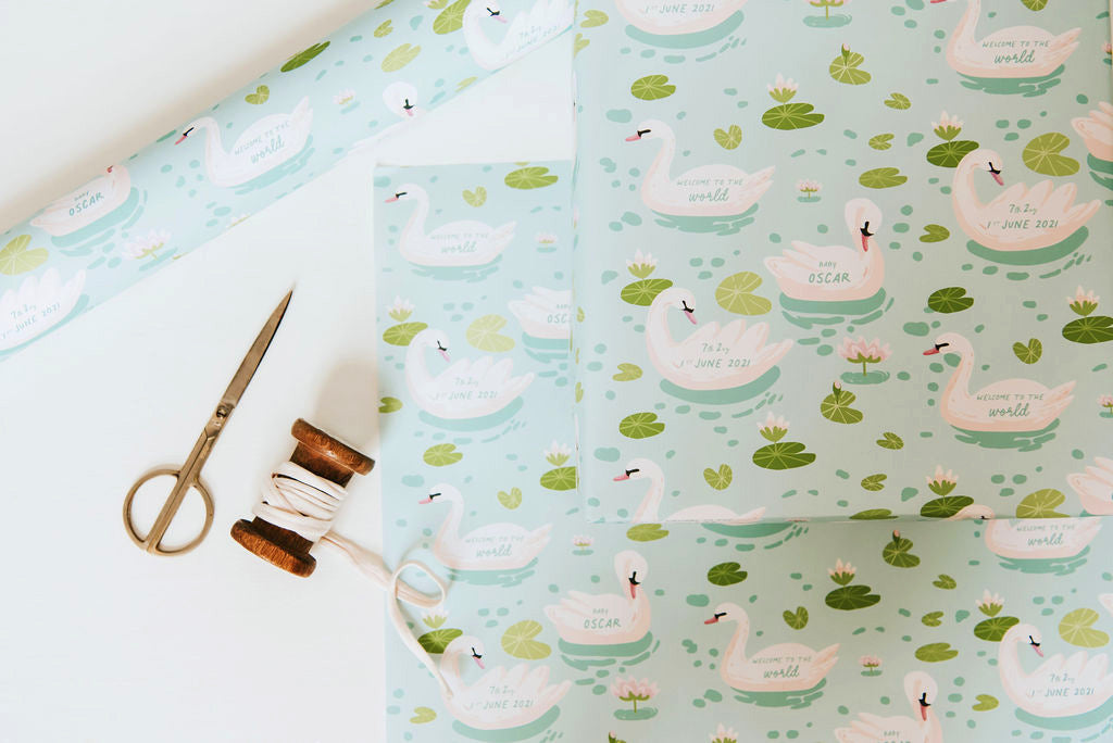 Personalised Swan Lake Wrapping Paper