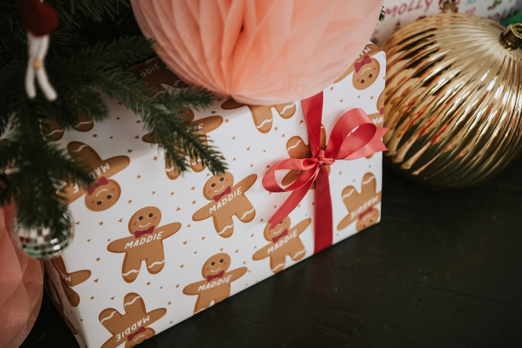Papier cadeau bonhomme en pain d'épice de Noël personnalisé