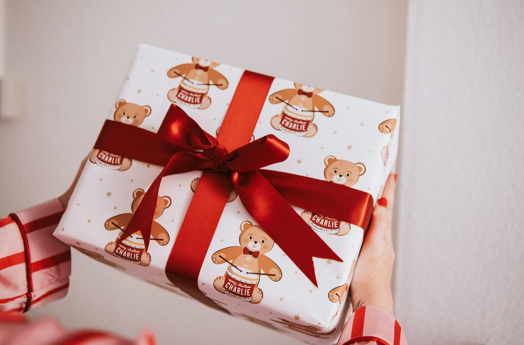Personalised Christmas Teddy Wrapping Paper